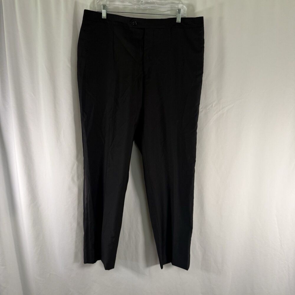 Jos A Bank 100% Wool Dress Pants Men's 38x31 Black Side Striped Flat Front